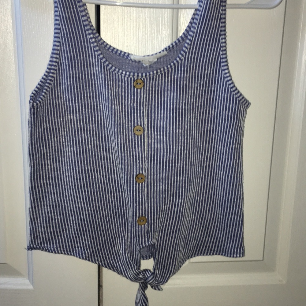 Blue striped buttoned Tank top
